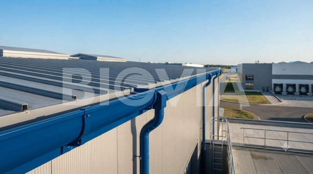 talang fiber industri pada atap pabrik modern yang tahan korosi